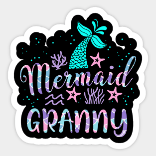 Mermaid Granny Birthday Squad Matching Family Party Bday Sticker